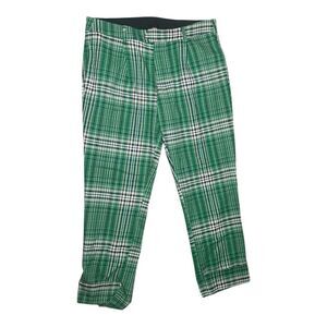 Free People All For Me Green Plaid Trousers 10